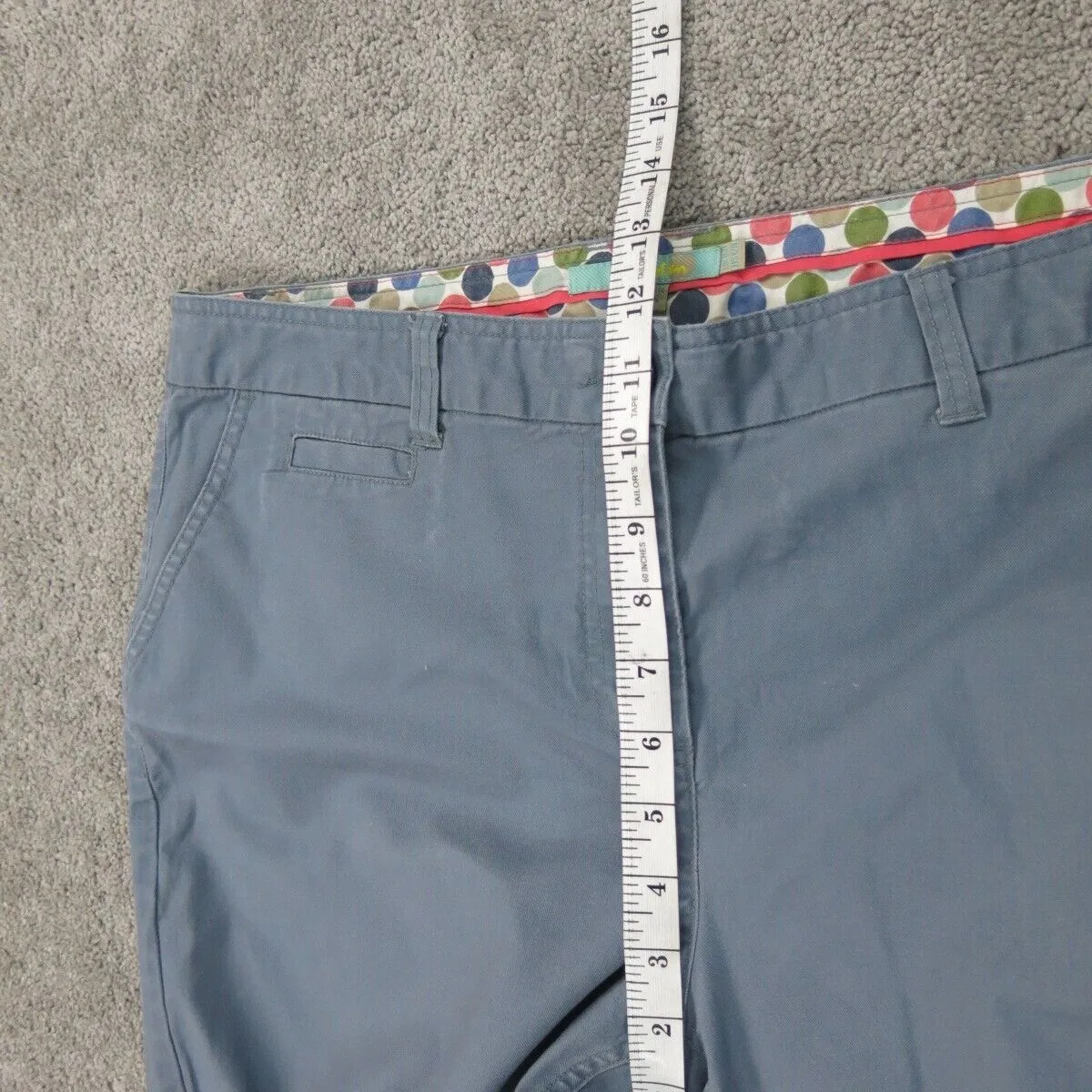 Boden Mens Chino Pants Slim Straight High Rise Slash Pockets Slate Blue Size 12R