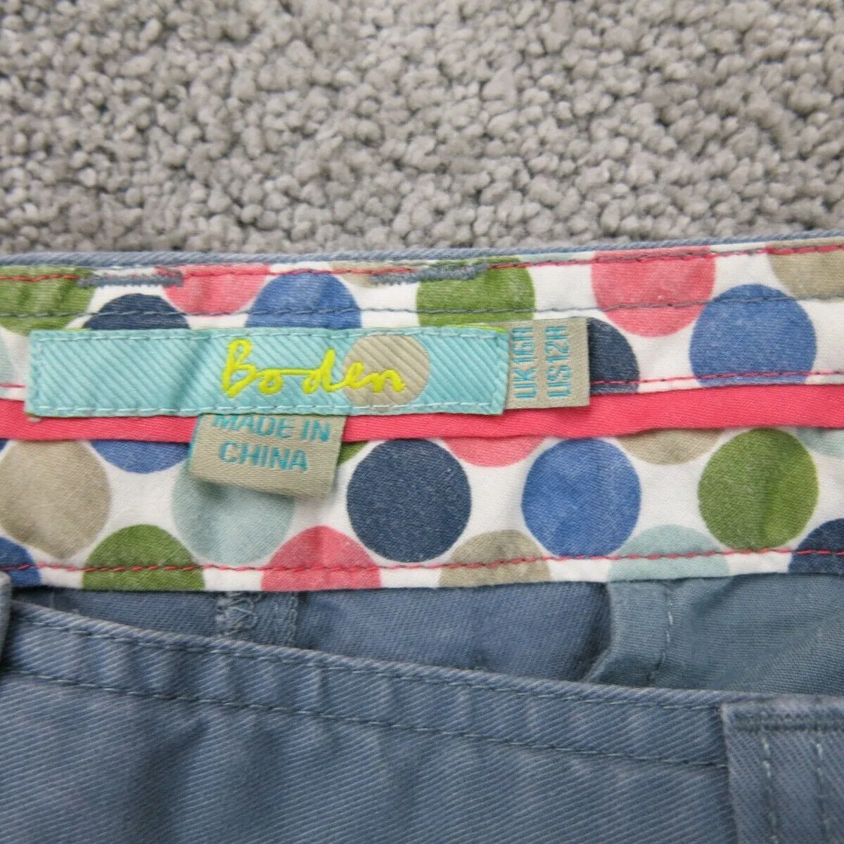 Boden Mens Chino Pants Slim Straight High Rise Slash Pockets Slate Blue Size 12R