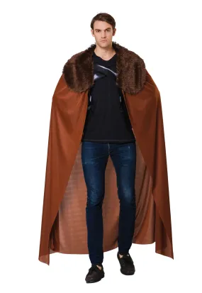 Brown Fur Collared Mens Cape Costume John Snow