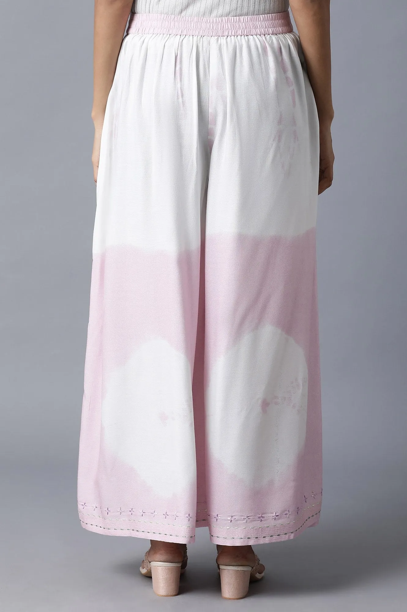 Bubblegum Pink & Ecru Flared Pants