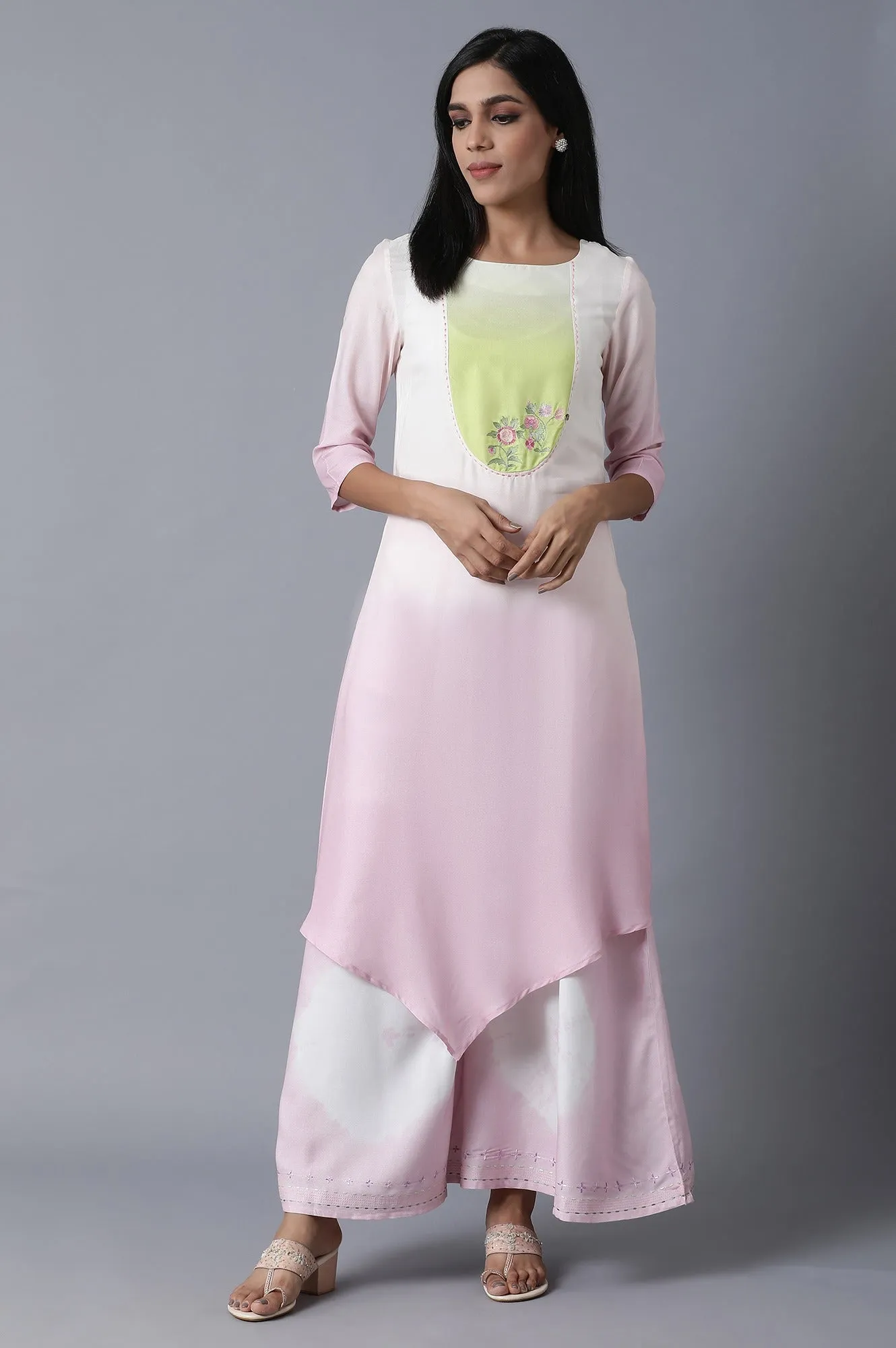 Bubblegum Pink & Ecru Flared Pants