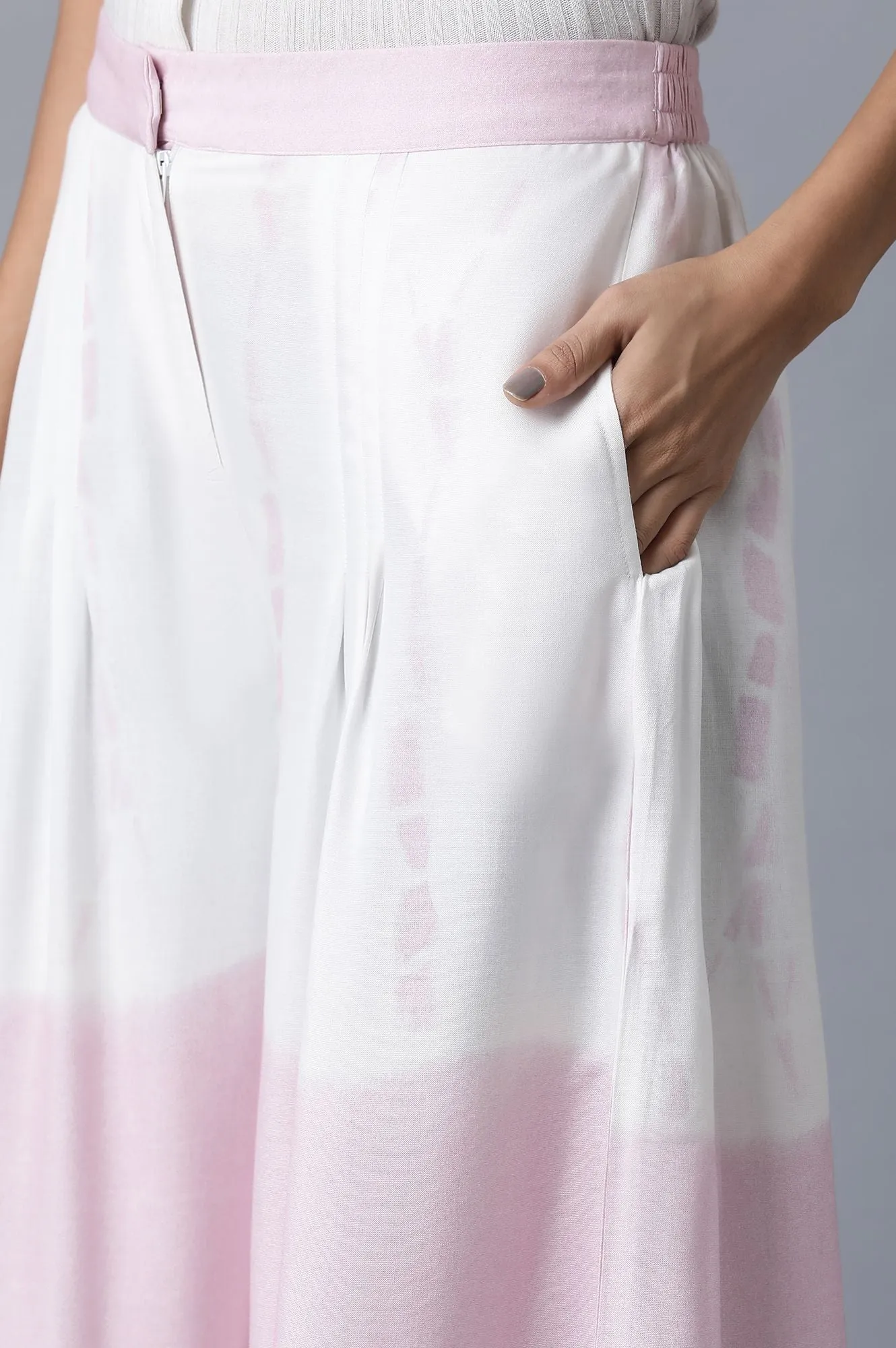 Bubblegum Pink & Ecru Flared Pants
