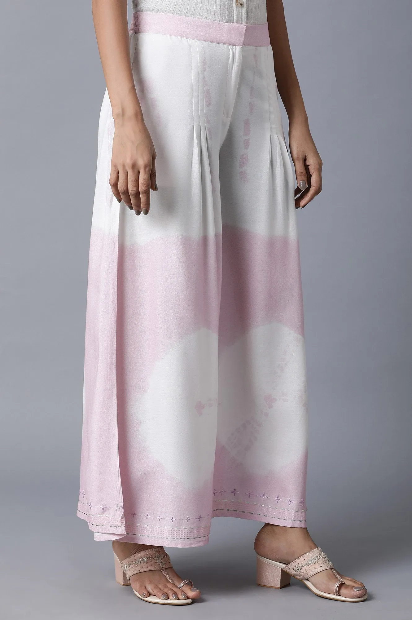 Bubblegum Pink & Ecru Flared Pants