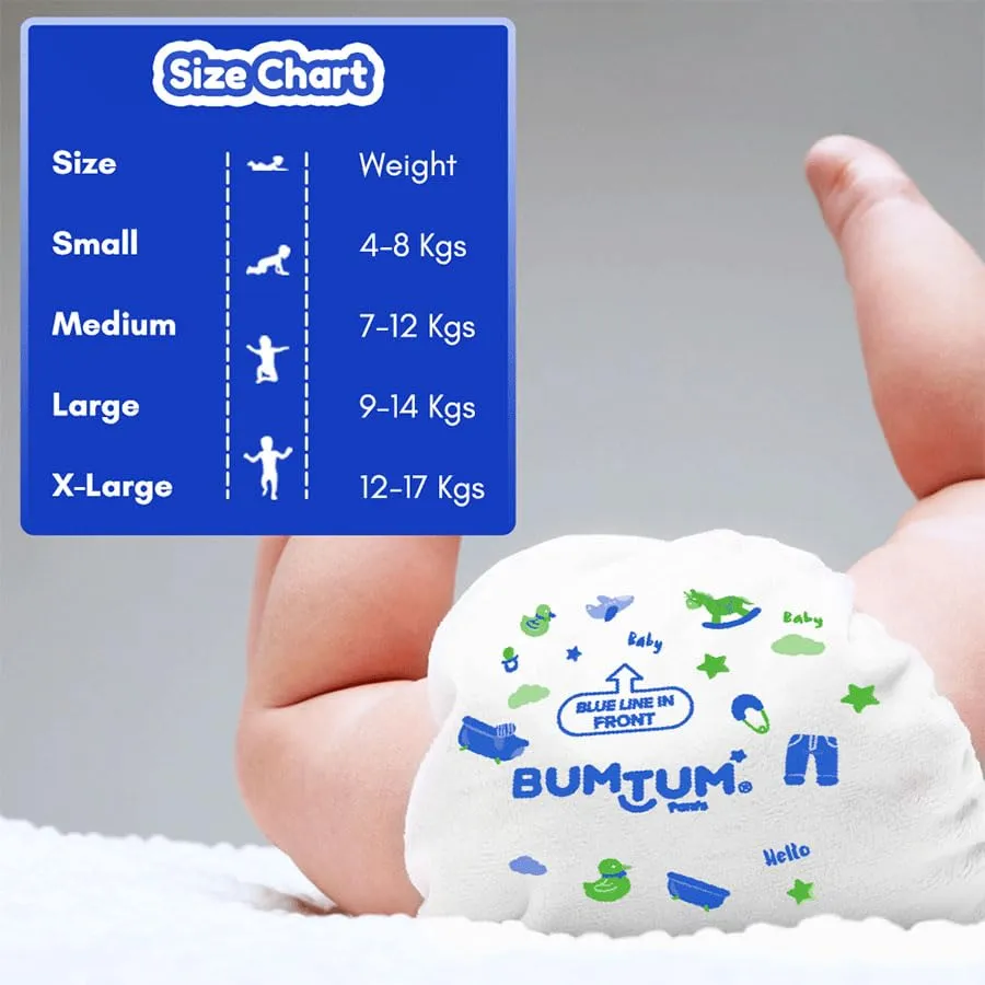 Bumtum Baby Diaper Pants, Large Size, 124 Count, Double Layer Leakage Protection Infused With Aloe Vera, Cottony Soft High Absorb Technology (Pack of 2)