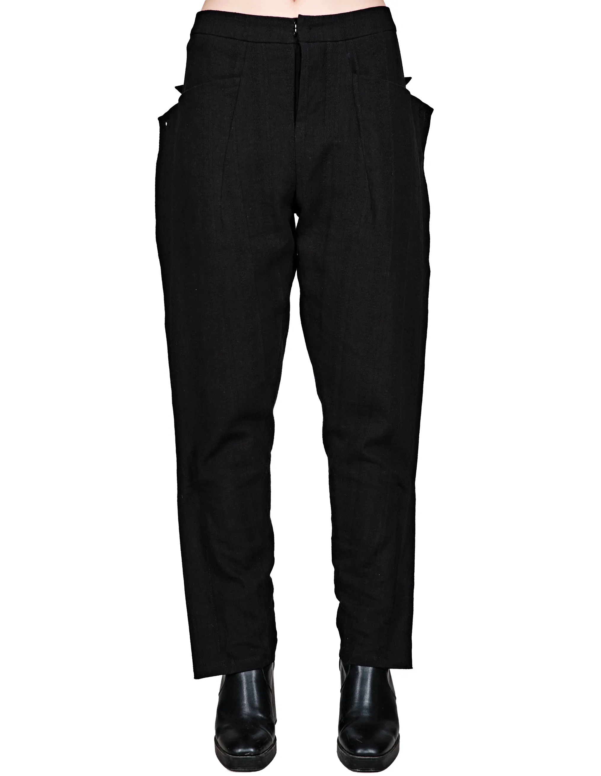 Buttoned Linen-Blend Pants