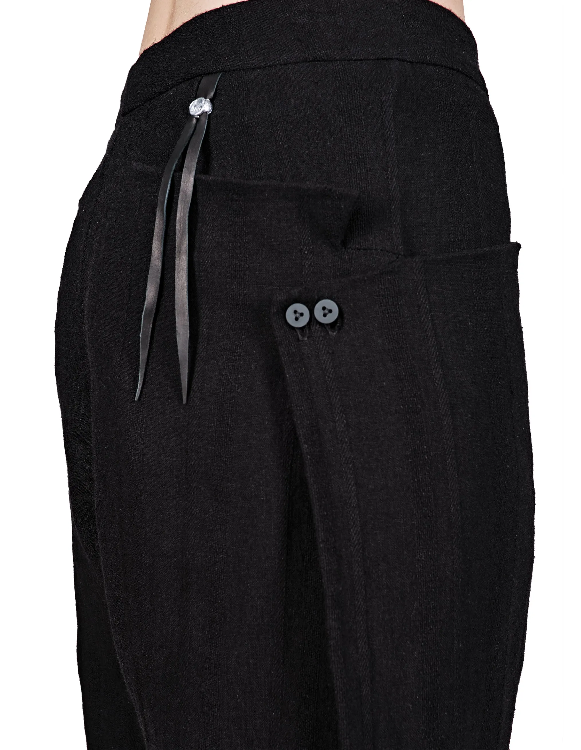 Buttoned Linen-Blend Pants