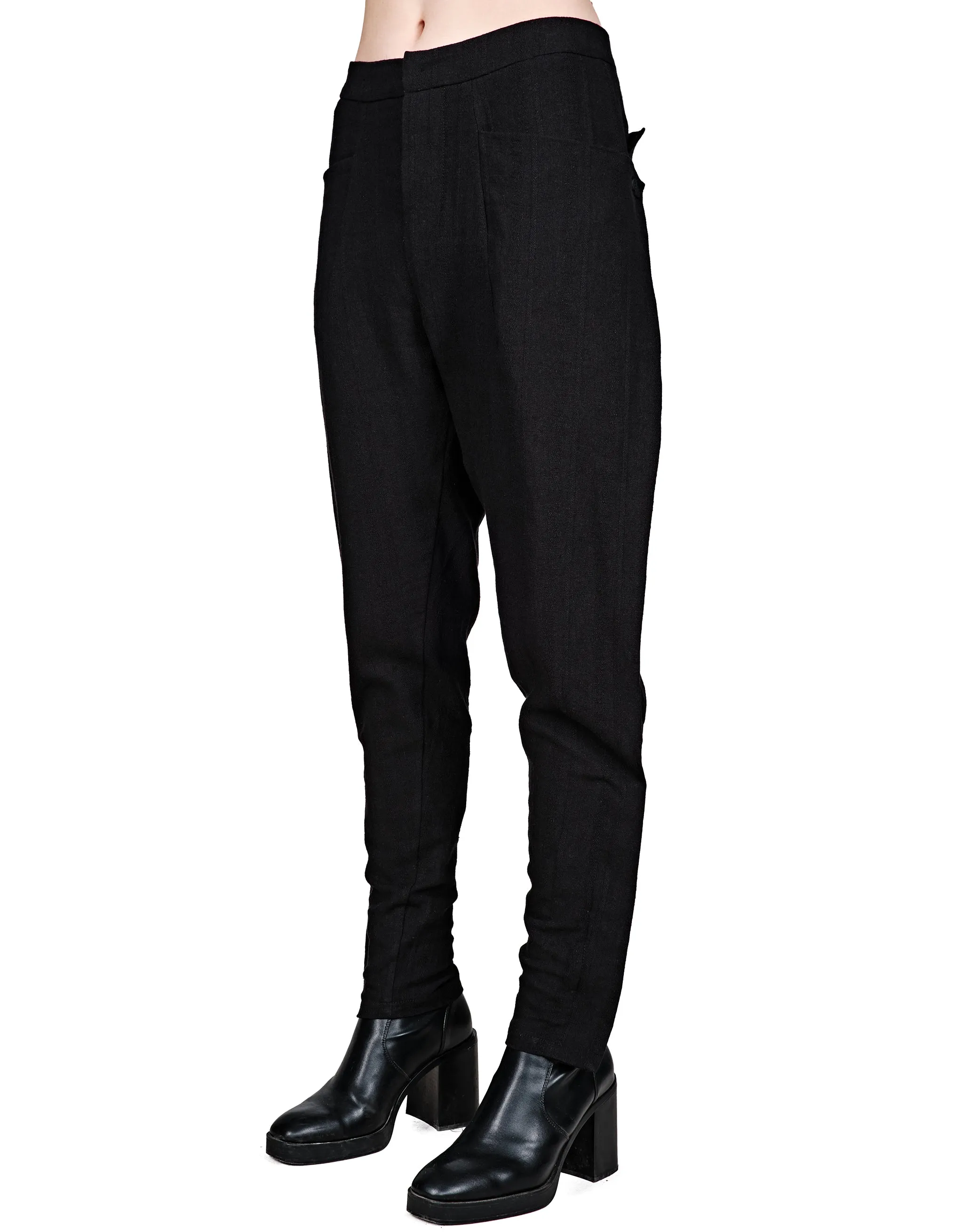 Buttoned Linen-Blend Pants