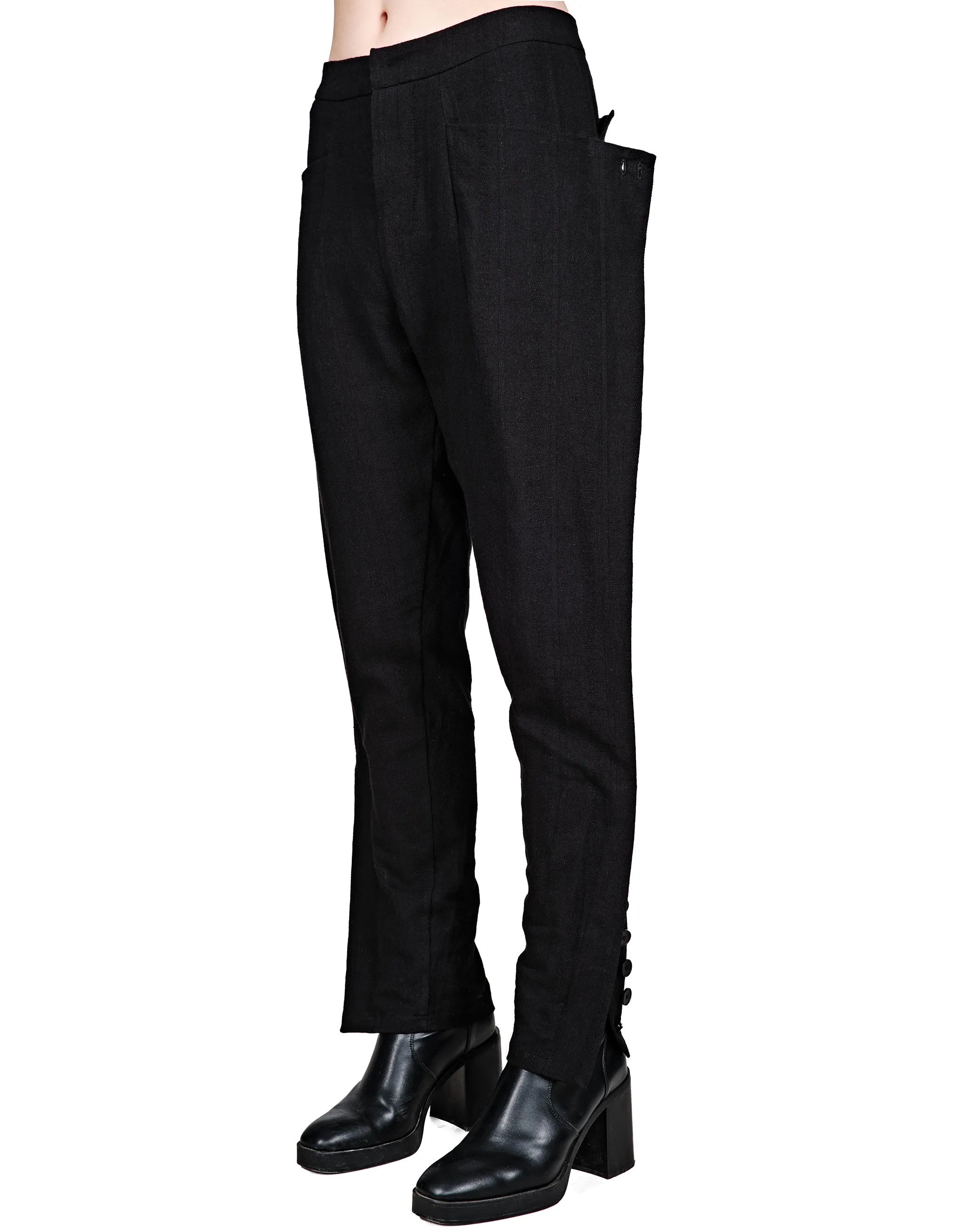 Buttoned Linen-Blend Pants