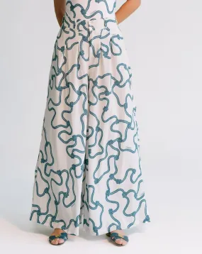 Chantal Pants Print Swimwear - White & Blue