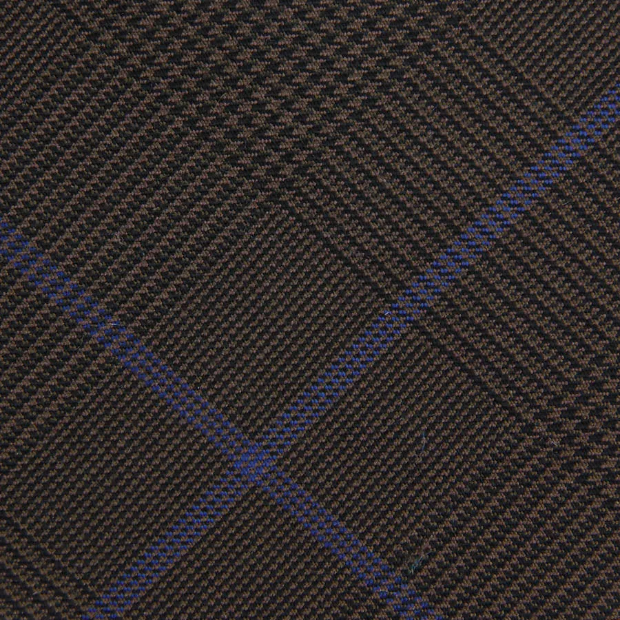 Checked Bespoke Wool Tie - Brown