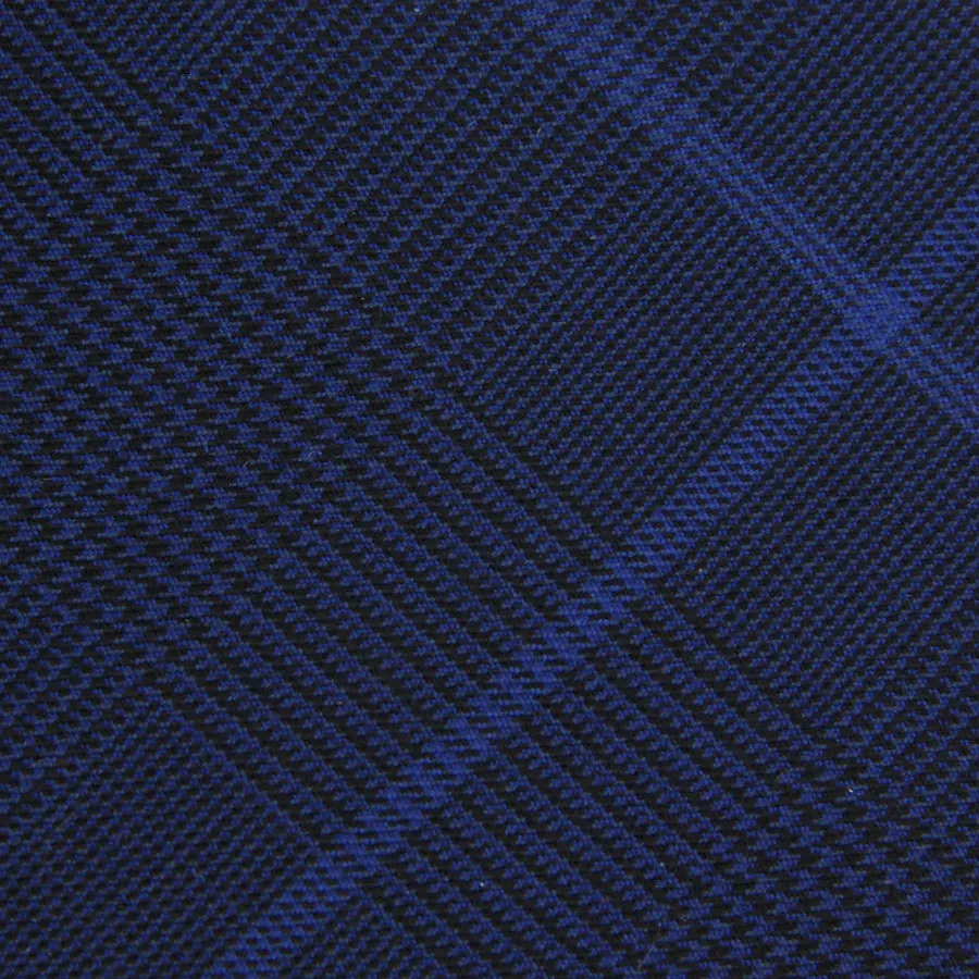 Checked Bespoke Wool Tie - Navy