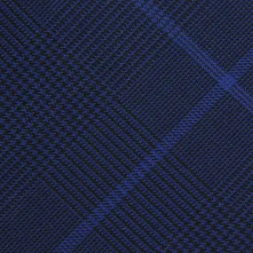 Checked Bespoke Wool Tie - Navy