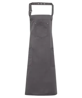 Chino cotton bib apron | Steel
