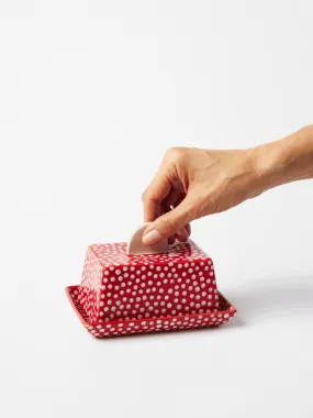 CHINO RED SPOT BUTTER DISH