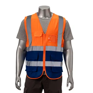 Class 2 3.8oz. Knitted Double Band Reflective Safety Vest With 4 Pockets