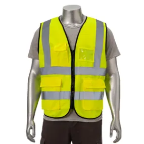 Class 2 3.8oz. Knitted Double Band Reflective Safety Vest With 4 Pockets