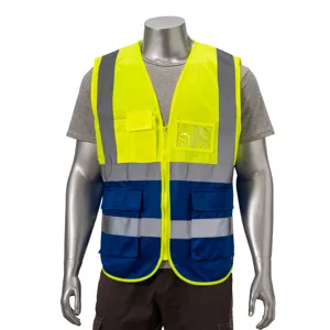 Class 2 3.8oz. Knitted Double Band Reflective Safety Vest With 4 Pockets