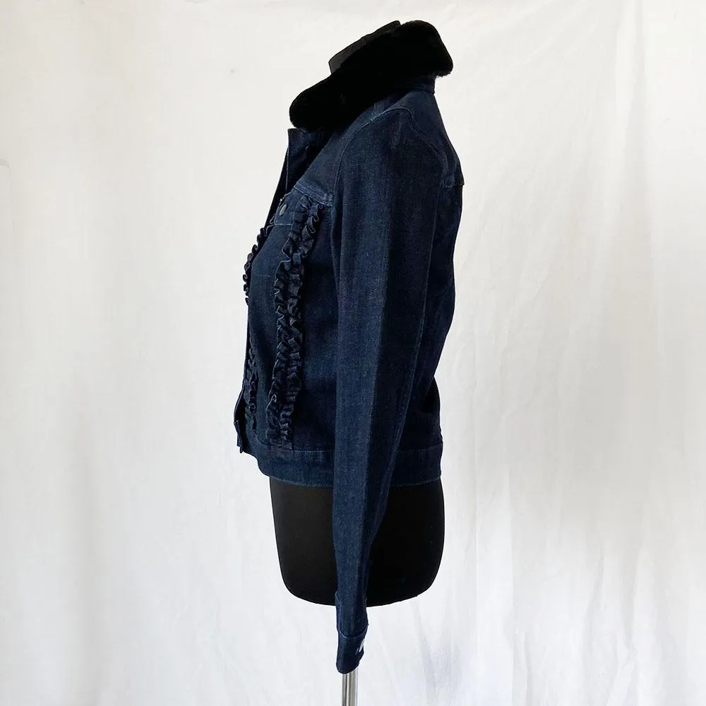 Claudie Pierlot denim jacket with black fur collar