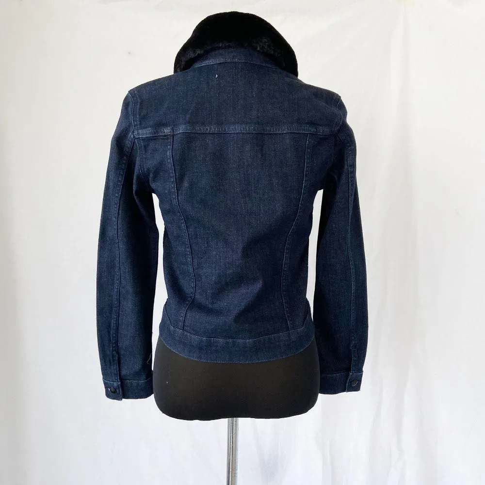 Claudie Pierlot denim jacket with black fur collar