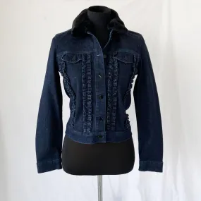 Claudie Pierlot denim jacket with black fur collar