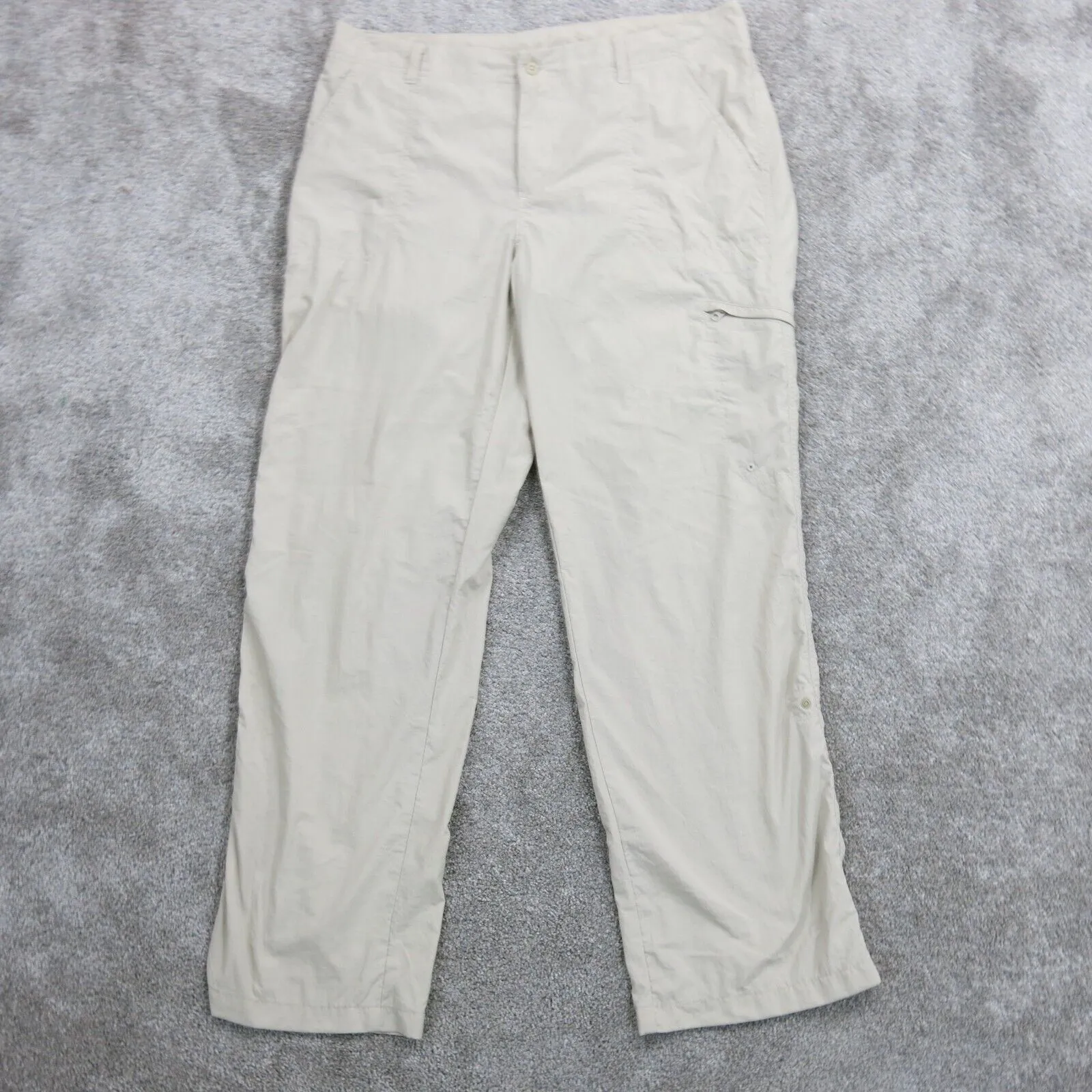 Columbia Sportswear Womens Chino Pant Wide Leg Pockets Mid Rise Beige SZ 10 Reg