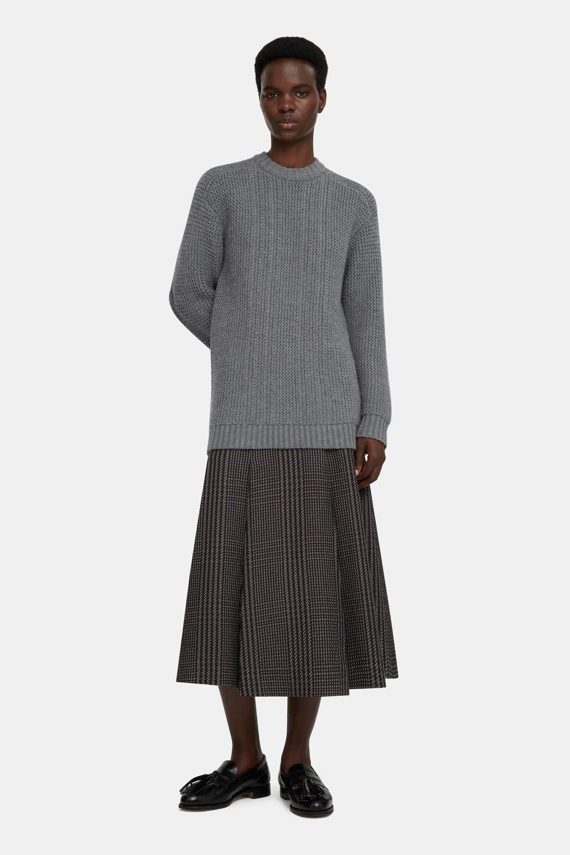 Combey Knitted Jumper in Marl Grey