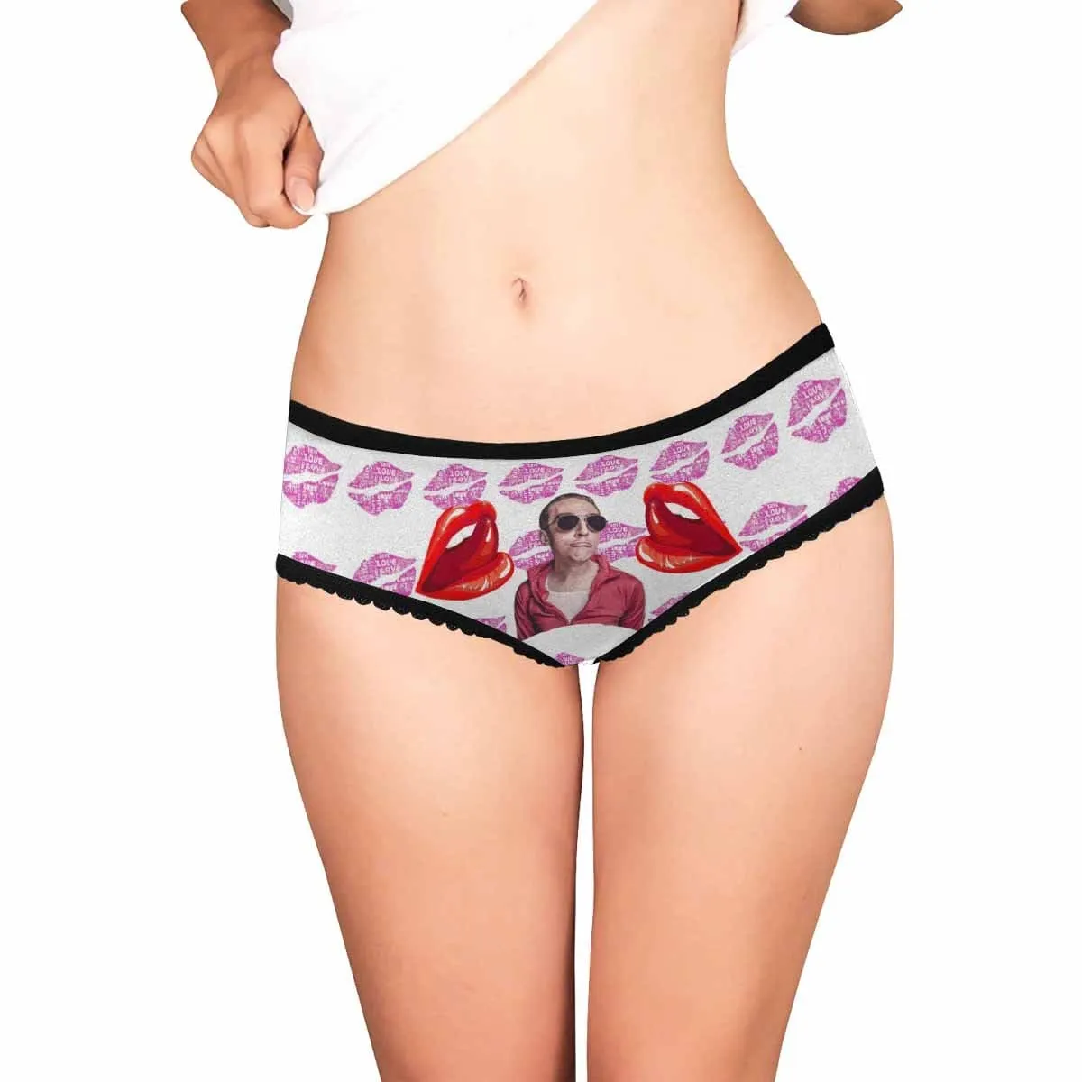 Custom Lip Print Underwear Personalized Photo Women's All Over Print High-cut Briefs Honeymoon for Her