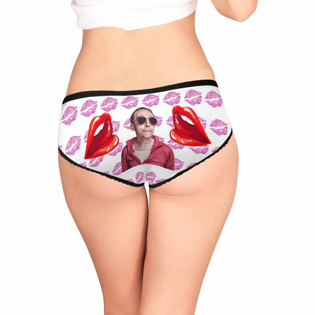 Custom Lip Print Underwear Personalized Photo Women's All Over Print High-cut Briefs Honeymoon for Her
