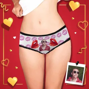 Custom Lip Print Underwear Personalized Photo Women's All Over Print High-cut Briefs Honeymoon for Her