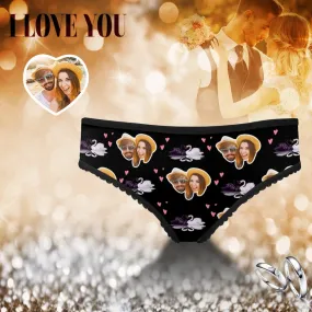 Custom Women's Underwear Personalized Face Couple Love Swan Women's All Over Print High-cut Briefs