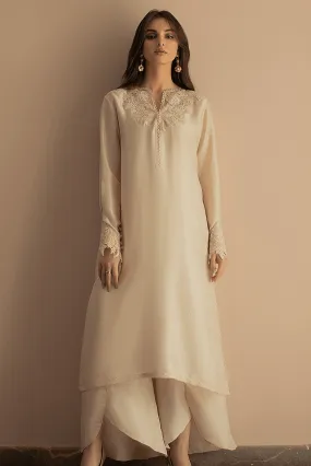 Deepak Perwani - Pearl Ivory Raw Silk Co-ord Set