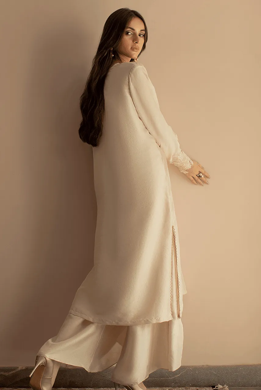 Deepak Perwani - Pearl Ivory Raw Silk Co-ord Set