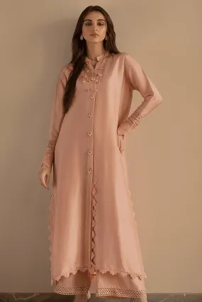 Deepak Perwani - Salmon Pink Raw Silk Co-ord Set