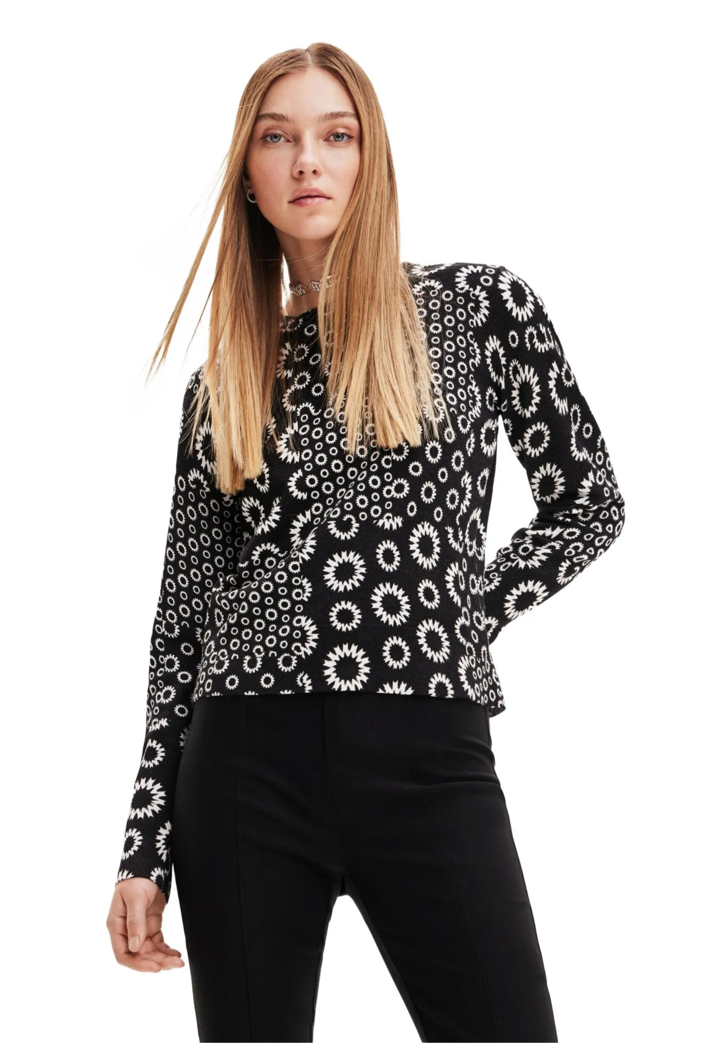 Desigual Luka Heritage Black 1960s Patchwork Jumper 23WWJF52
