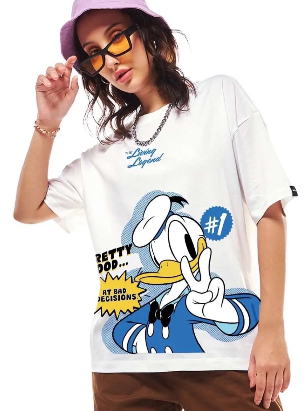 Disney Duck Cartoon Printed Premium Quality Womens Drop Shoulder Tee Legacy Boutiques Bangladesh