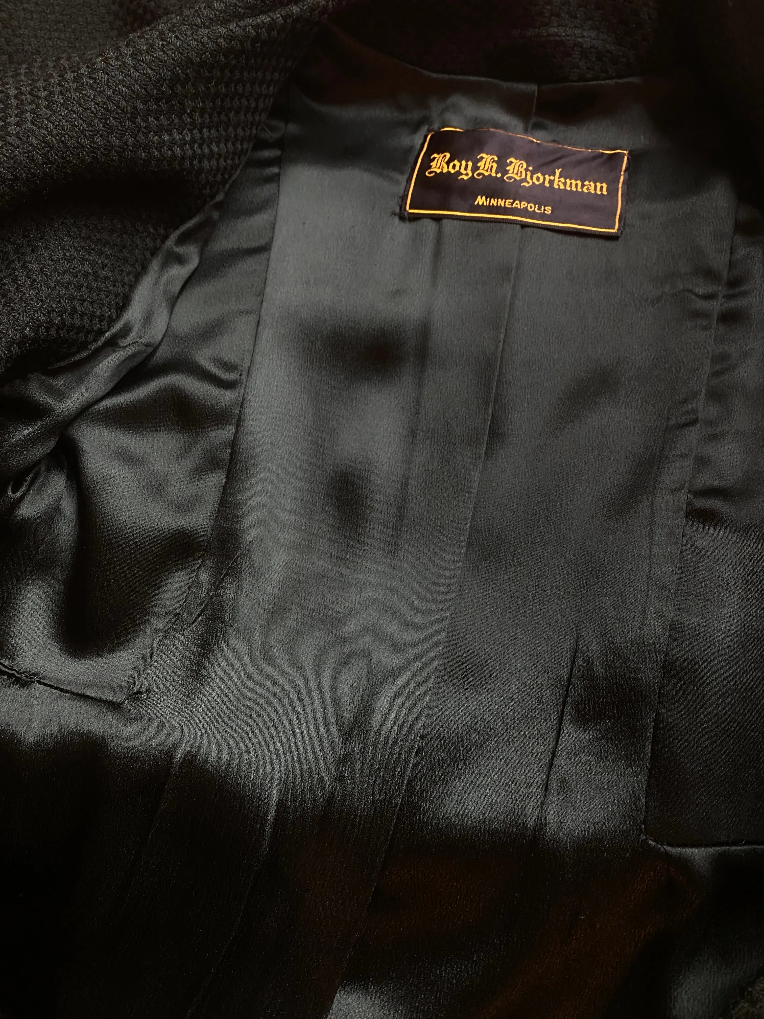 Divine 1960's High End Black Wool Coat With Peter Pan Collar and Full Skirt / SM