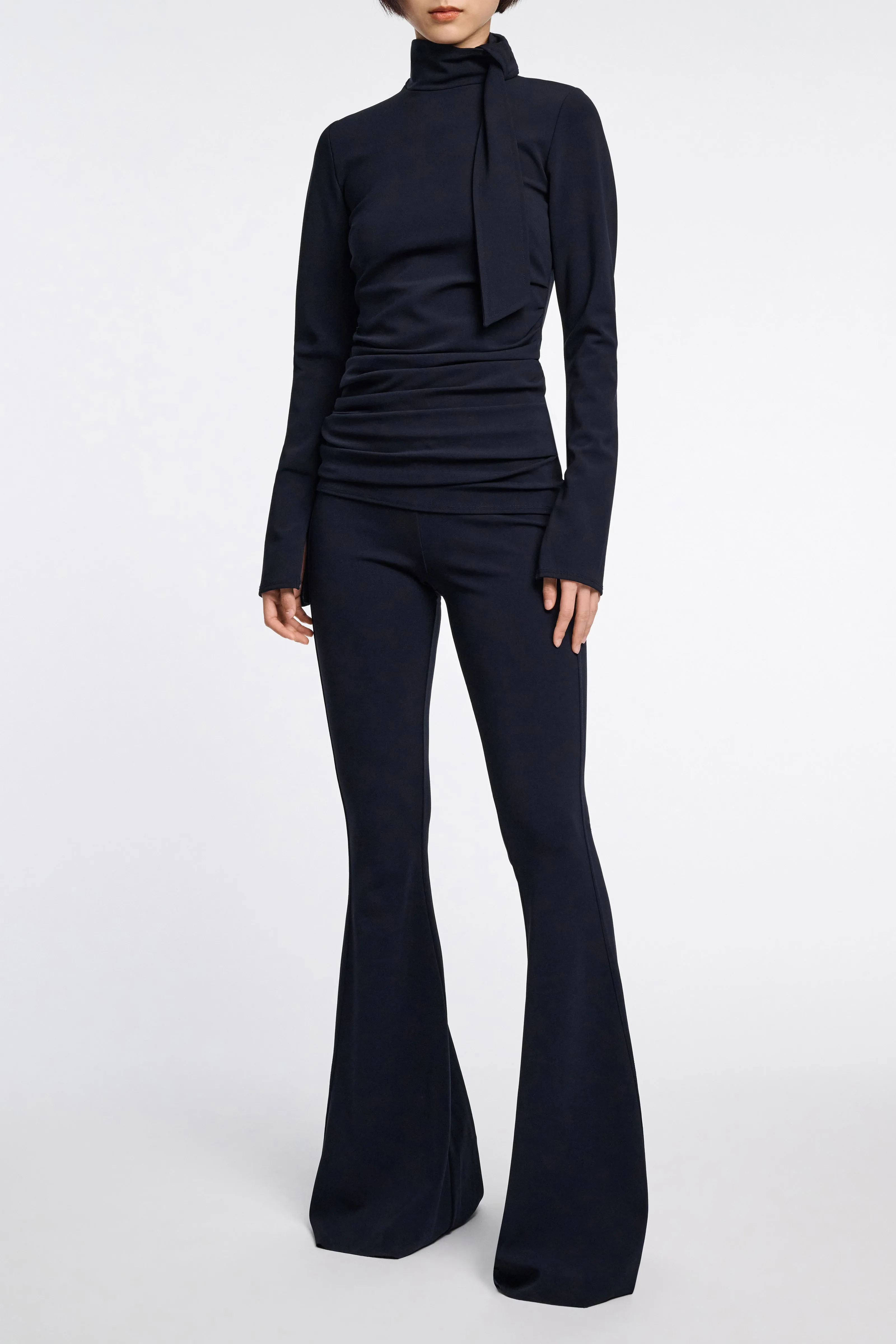 Dorothee Schumacher Slim Pants with Flared Leg in Navy
