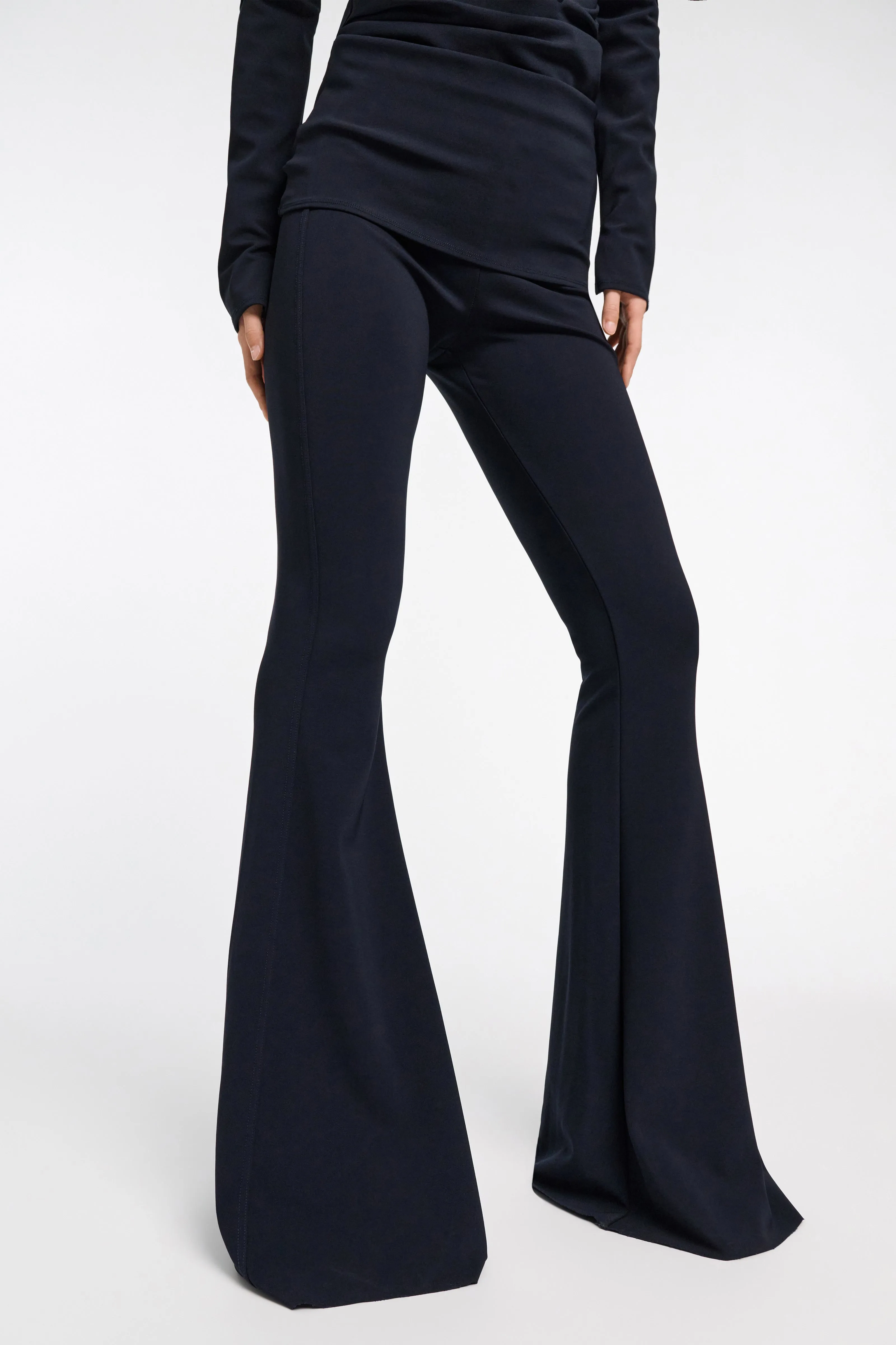 Dorothee Schumacher Slim Pants with Flared Leg in Navy