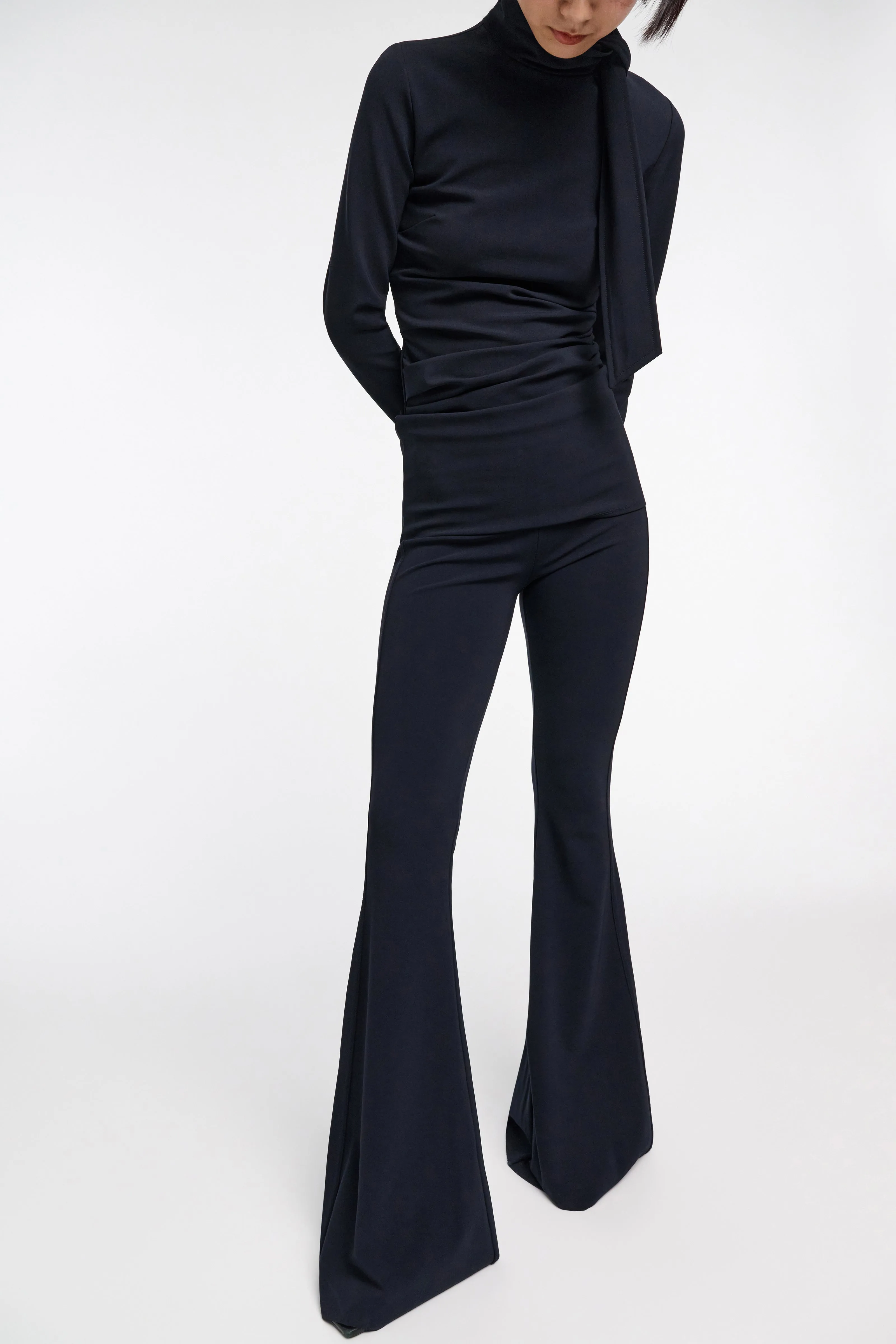 Dorothee Schumacher Slim Pants with Flared Leg in Navy