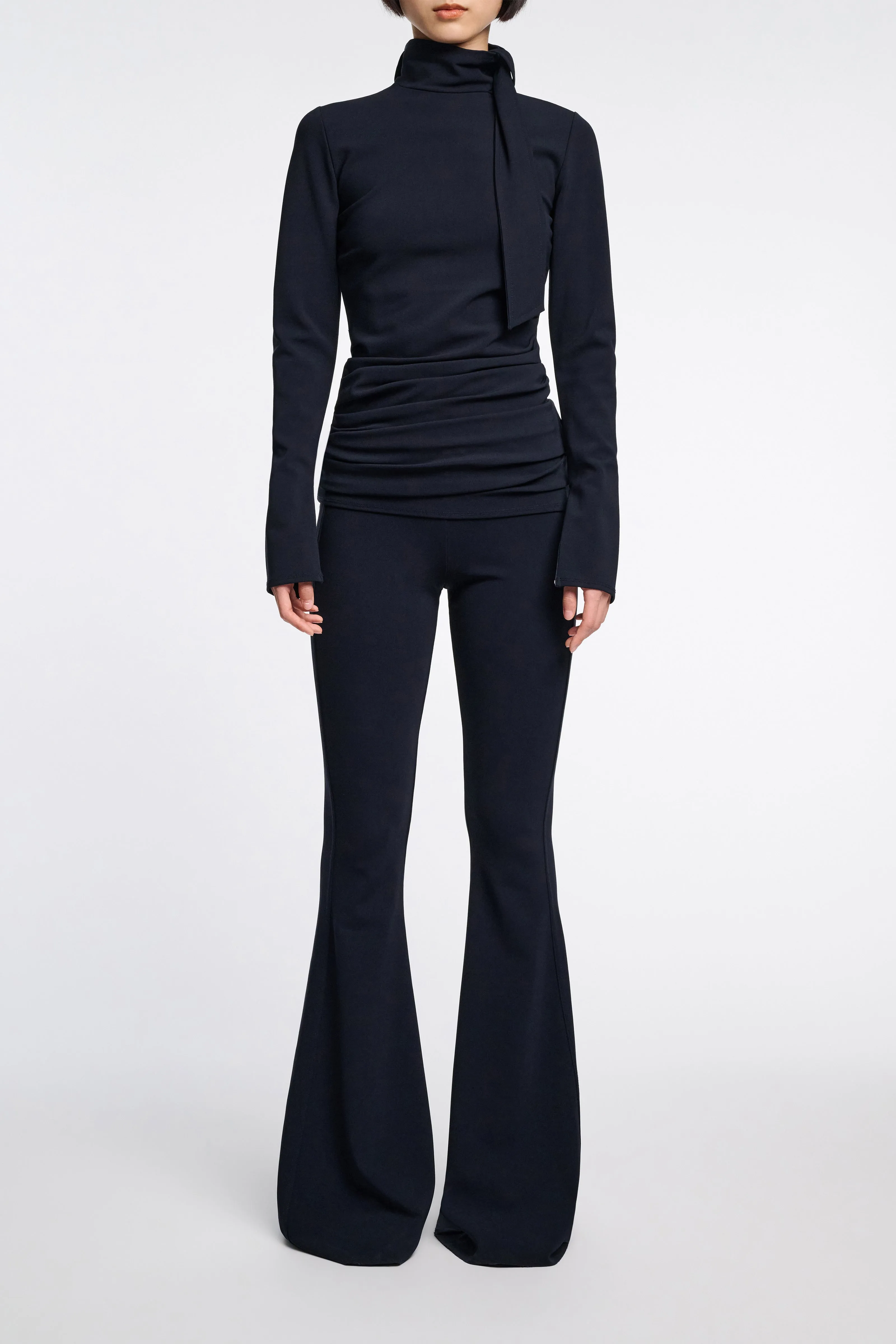 Dorothee Schumacher Slim Pants with Flared Leg in Navy