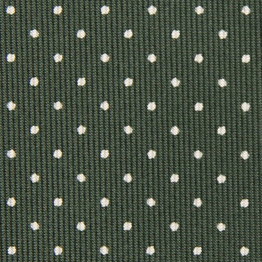 Dotted Printed Silk Bespoke Tie - Olive