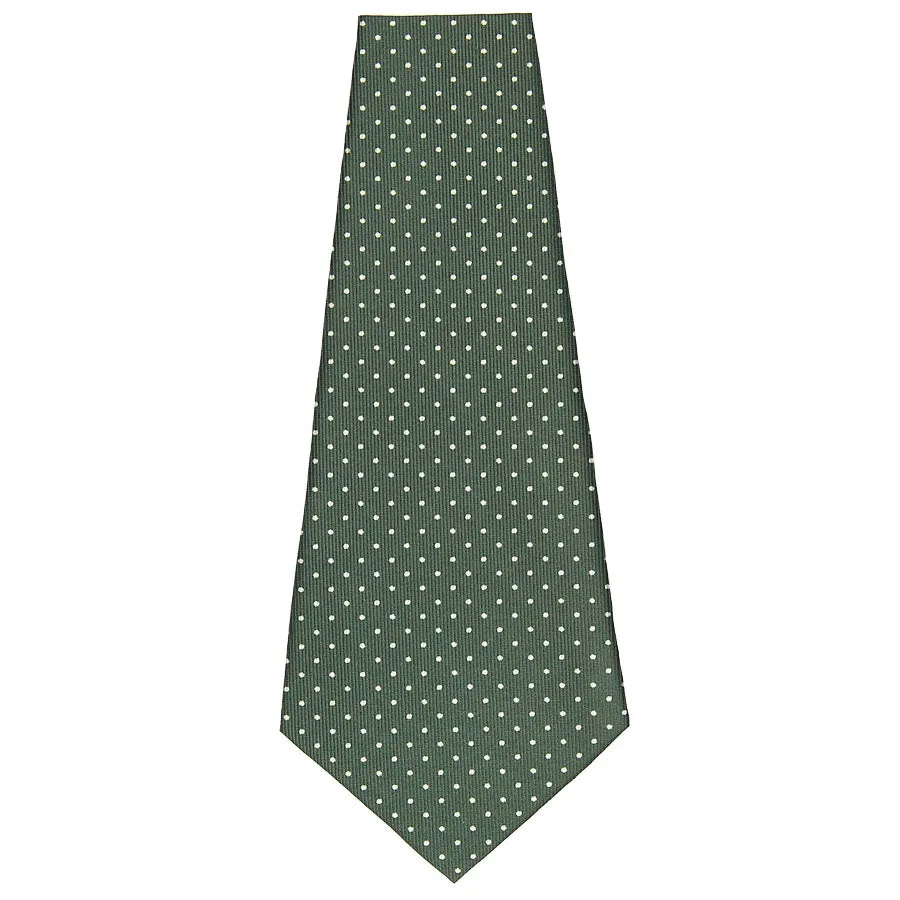 Dotted Printed Silk Bespoke Tie - Olive