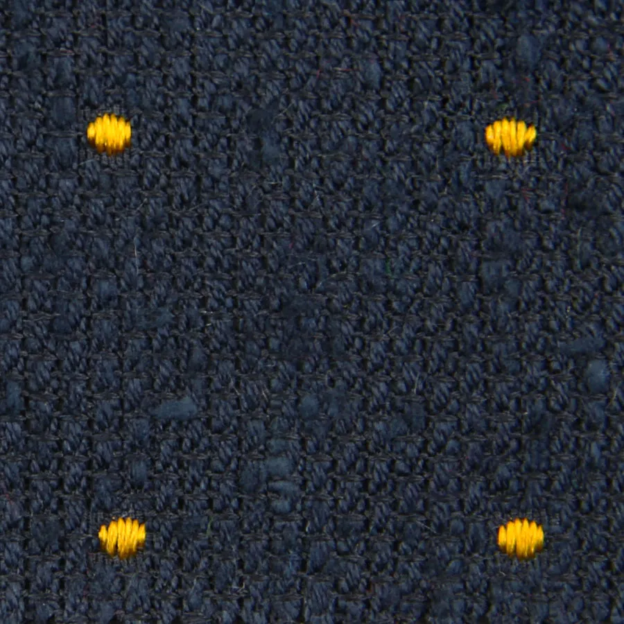 Dotted Shantung Grenadine Bespoke Tie - Navy / Yellow