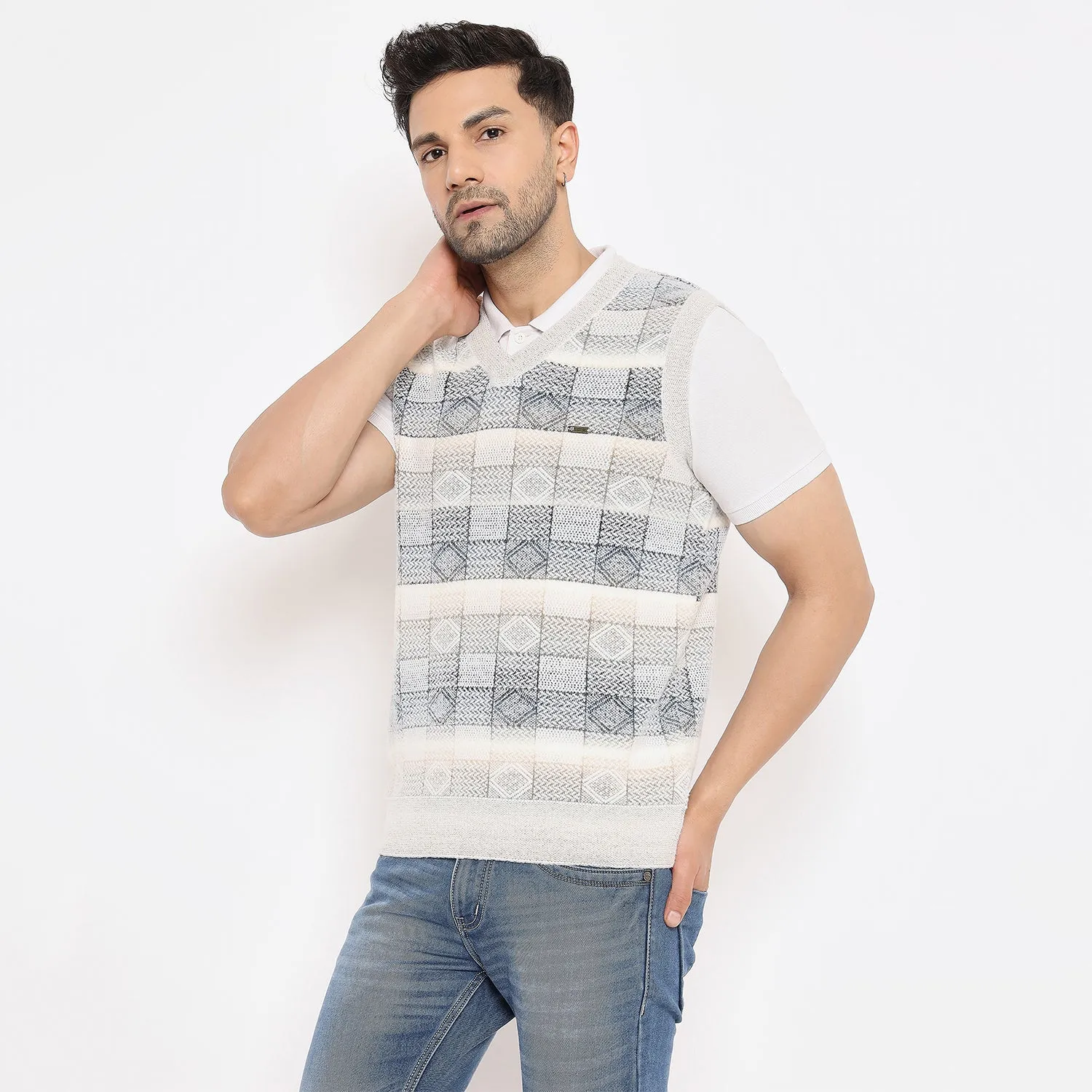 Duke Stardust Men Sleeveless V Neck Sweater (SDS2163)