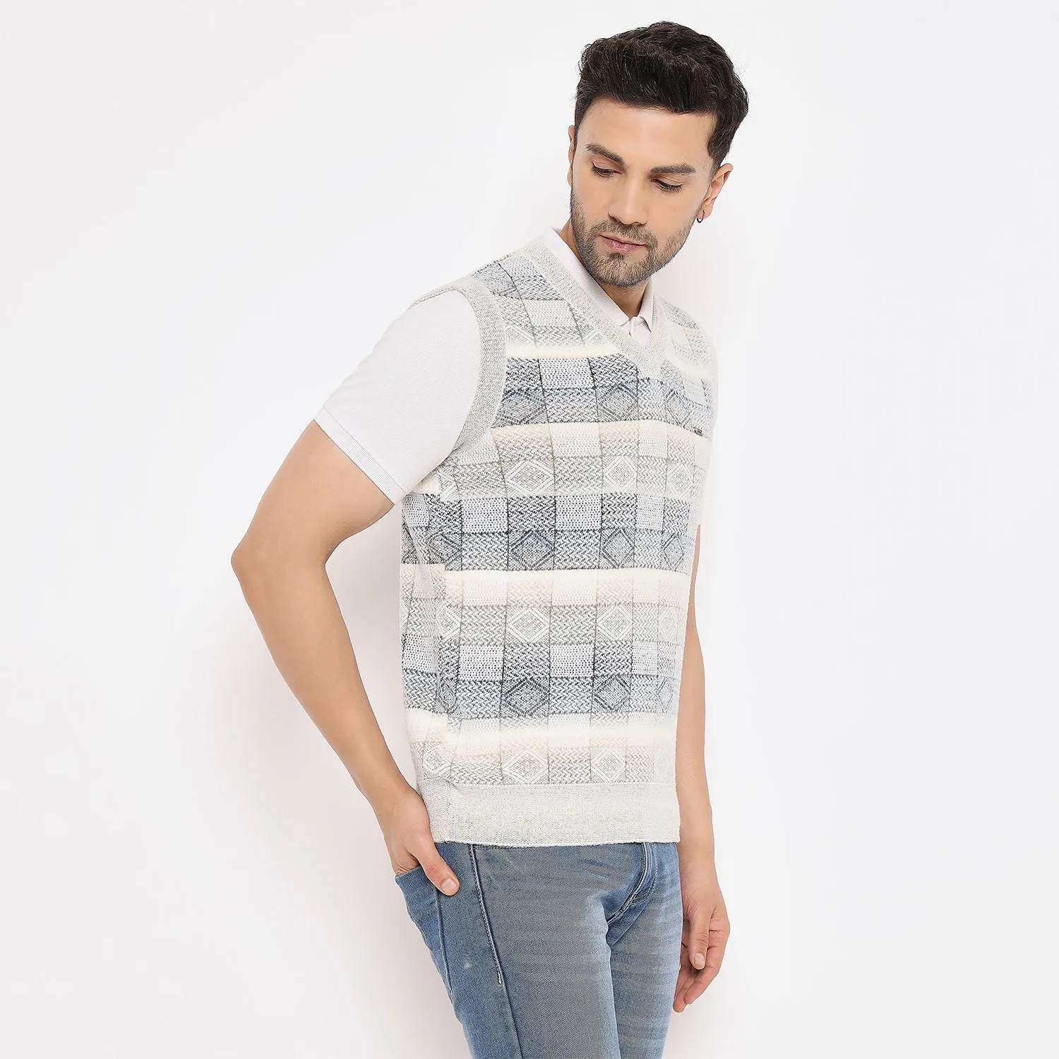 Duke Stardust Men Sleeveless V Neck Sweater (SDS2163)