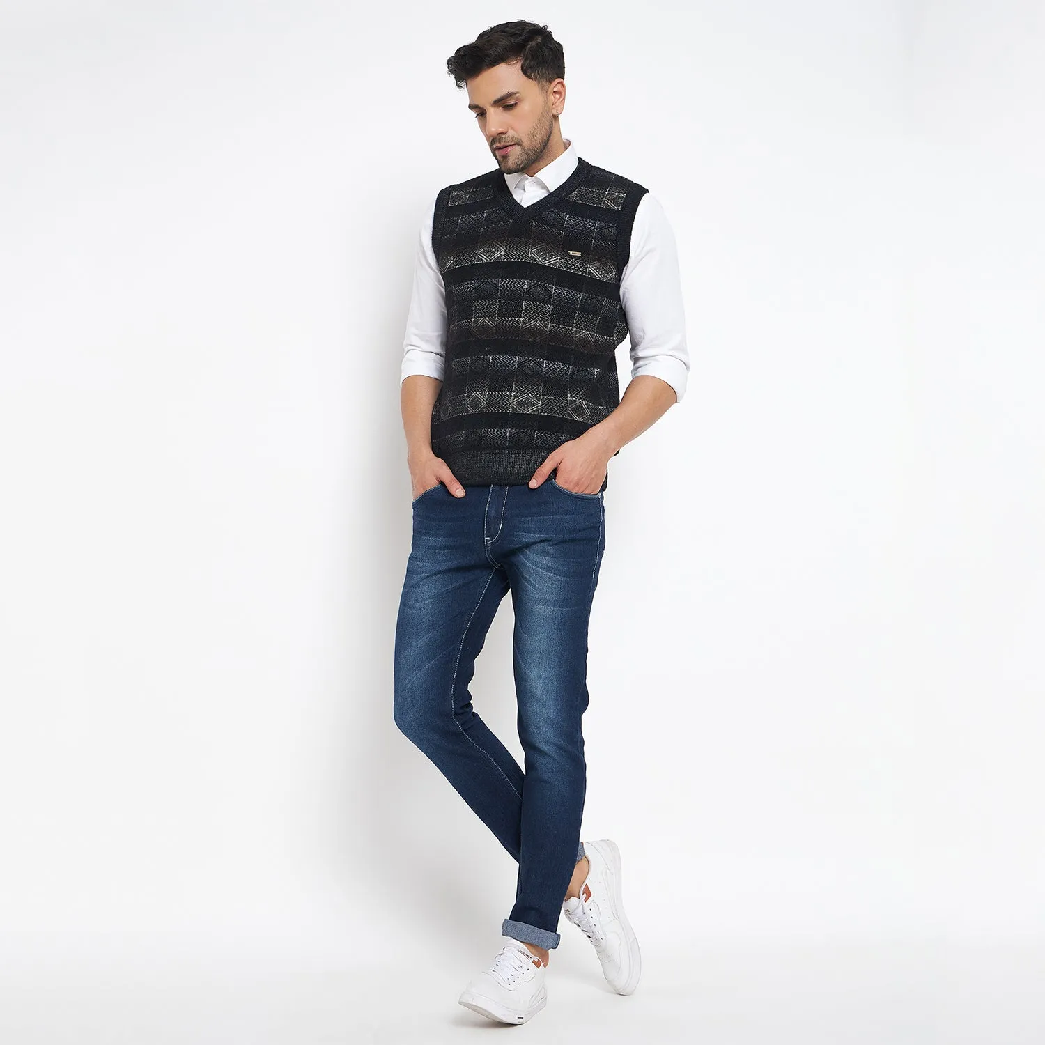 Duke Stardust Men Sleeveless V Neck Sweater (SDS2163)