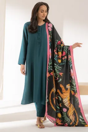 Ego - Roar 3 piece - Digital Print - Khaddar - Teal