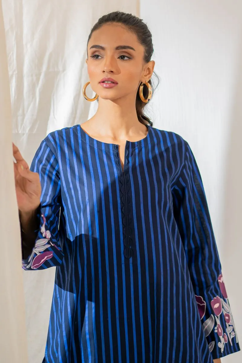 Ego - Stripes 2 piece - Navy - Hand Screen Print - Cambric
