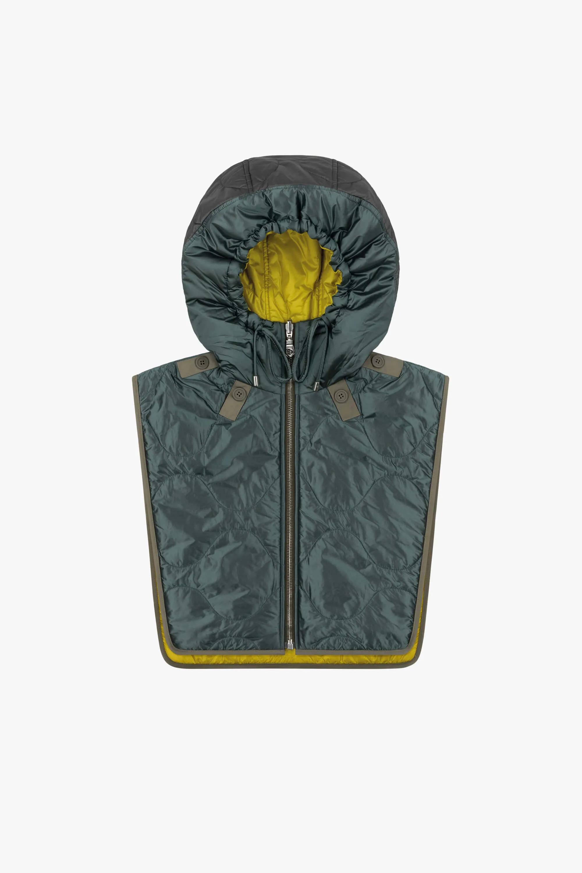 Elements Quilt Zip Hood - Mineral Green / Chartreuse