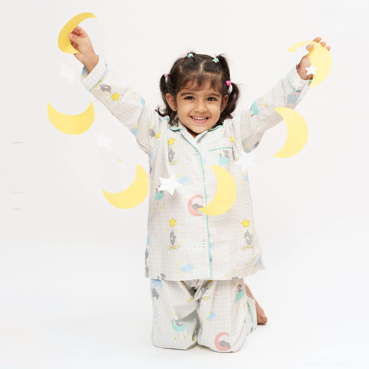 Elephant On Cloud Cotton Notched Pyjama Set